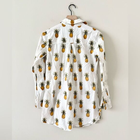 Tory Burch Mira Cotton Beach Shirt in Pineapple Print - Size XS - Picture 3 of 11